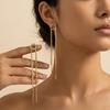 Light Luxury Aesthetic Linear Tassel Earrings for Women Gold Color Fringe Ear Piercing Long Earring Party Wedding Charm Jewelry
