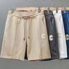 Herren-Shorts mit Kordelzug in der Taille, einfarbig, lockere Passform, schnelltrocknende Sport-Shorts, knielange, gerade Hose