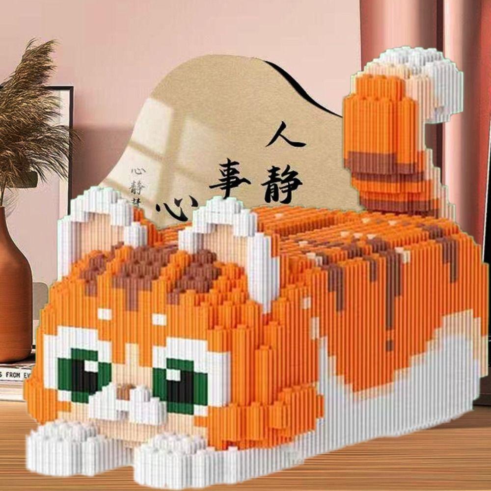 Three-Color Cat Tissue Box DIY Napkins Drawer Storage Gifts Animal Building Blocks