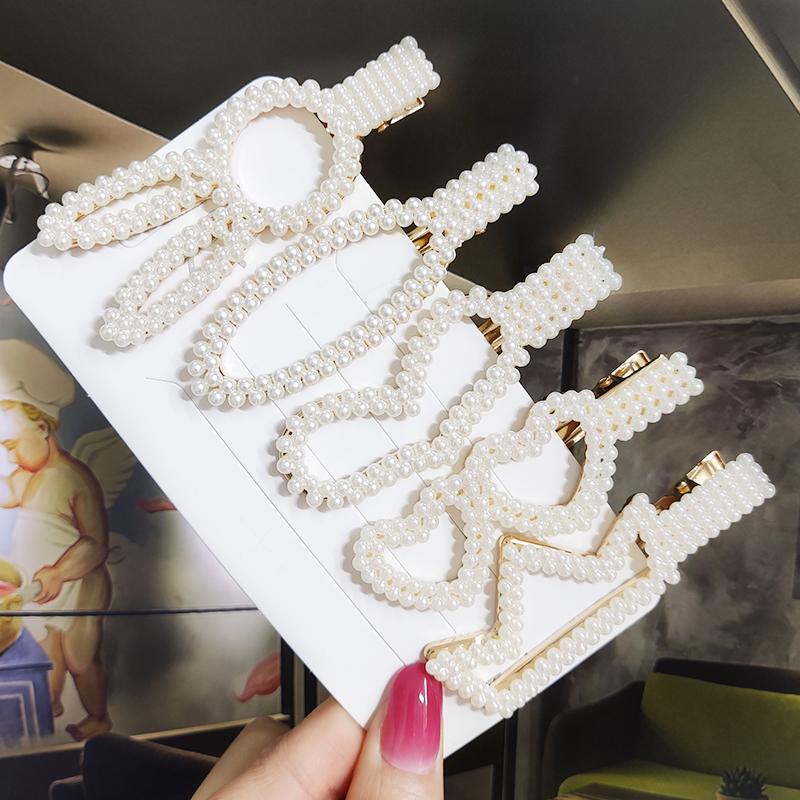 Pearl Hair Clip For Women Korean 3/4pcs Geometric Hairpins Set Hair Berrettes Girl Hairgrip Side Clip Hair Accessories