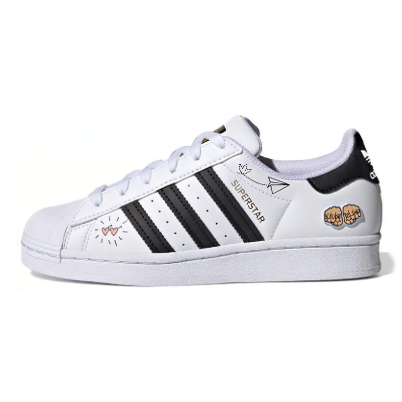 Adidas Originals SUPERSTAR J Abrasion Resistant Low top Skateboard Shoes White Black Blue Unisex Sneakers FX5202