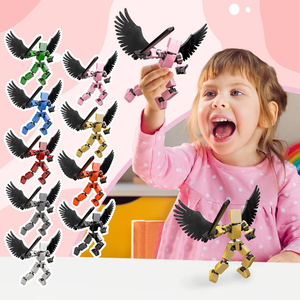 Buildable Action Figure Robot Set with Interchangeable Parts and Wings for Creative Construction Play and Customization Fun