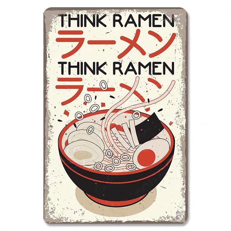 Metal Tin Signs Japanese Foods Vintage Posters Decor Plaque Ramen Beer Metal Plates Wall Decor for Bar Kitchen Restaurant
