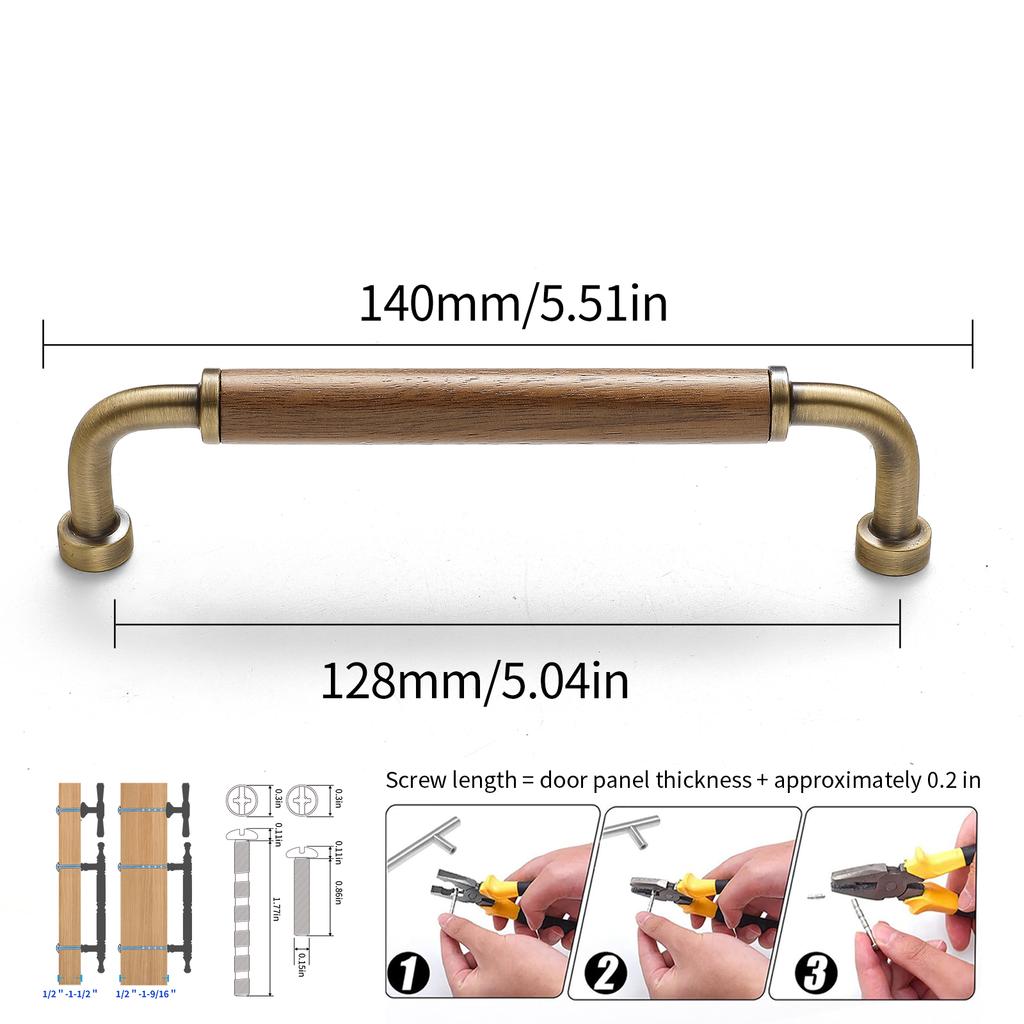 Walnut Pull Wardrobe Cupboard Handle Kitchen Door Cabinets Knobs Wood Cabinet Pull Nature Style Wooden Cabinet Handle
