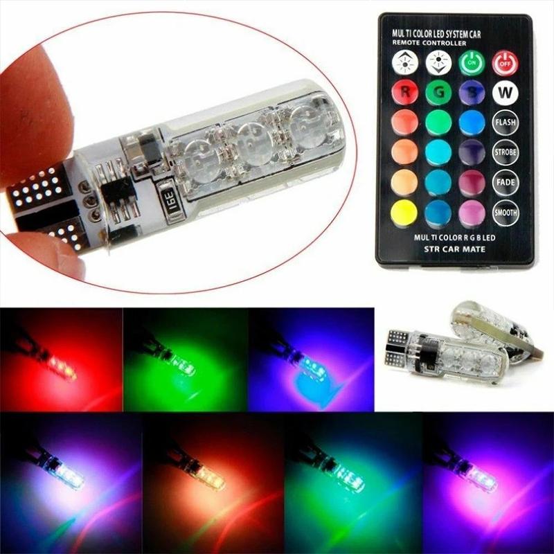 1 Satz W5W T10 LED-Glühbirnen mit Fernbedienung Blitz Leselampe Keillampe Begrenzungslicht Fernbedienung Kleines Licht Kennzeichen