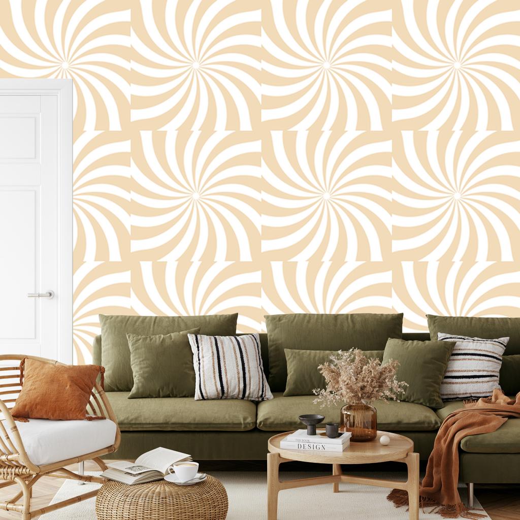 Hippie wallpaper cream background, cream background for living room and bedroom 50x1000
