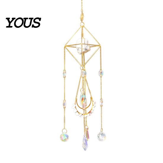 Wind Chime Faux Crystal Suncatcher for Window, Natural Stone Rainbow Maker with Prism Home Decoration Pendant Indoor Outdoor, Home, Garden,