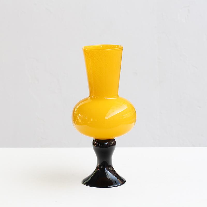 Glass Vase Vintage Glass Bottle Flower Vase Color Geometric Stitching Hydroponics Terrarium Home Decoration Accessories