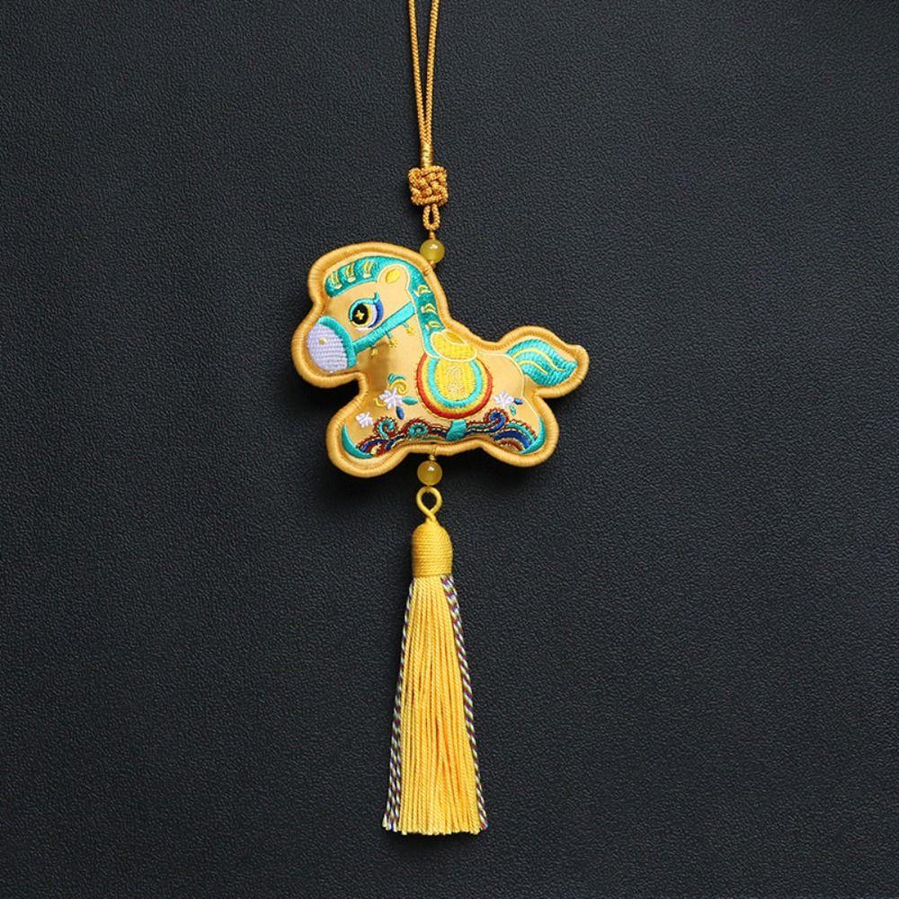 Chinesischer Pony-Anhänger mit Stickerei, Frühlingsfest-Autoschmuck, Nationaler Windstil