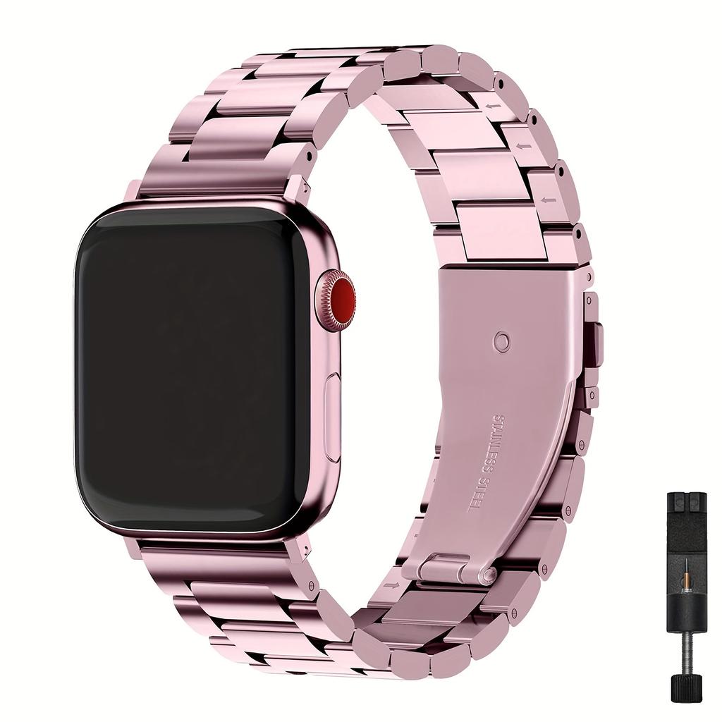 Stainless Steel Apple Watch Band with Secure Tang Buckle & Case | Fits 38-45mm Series 1-Ultra
