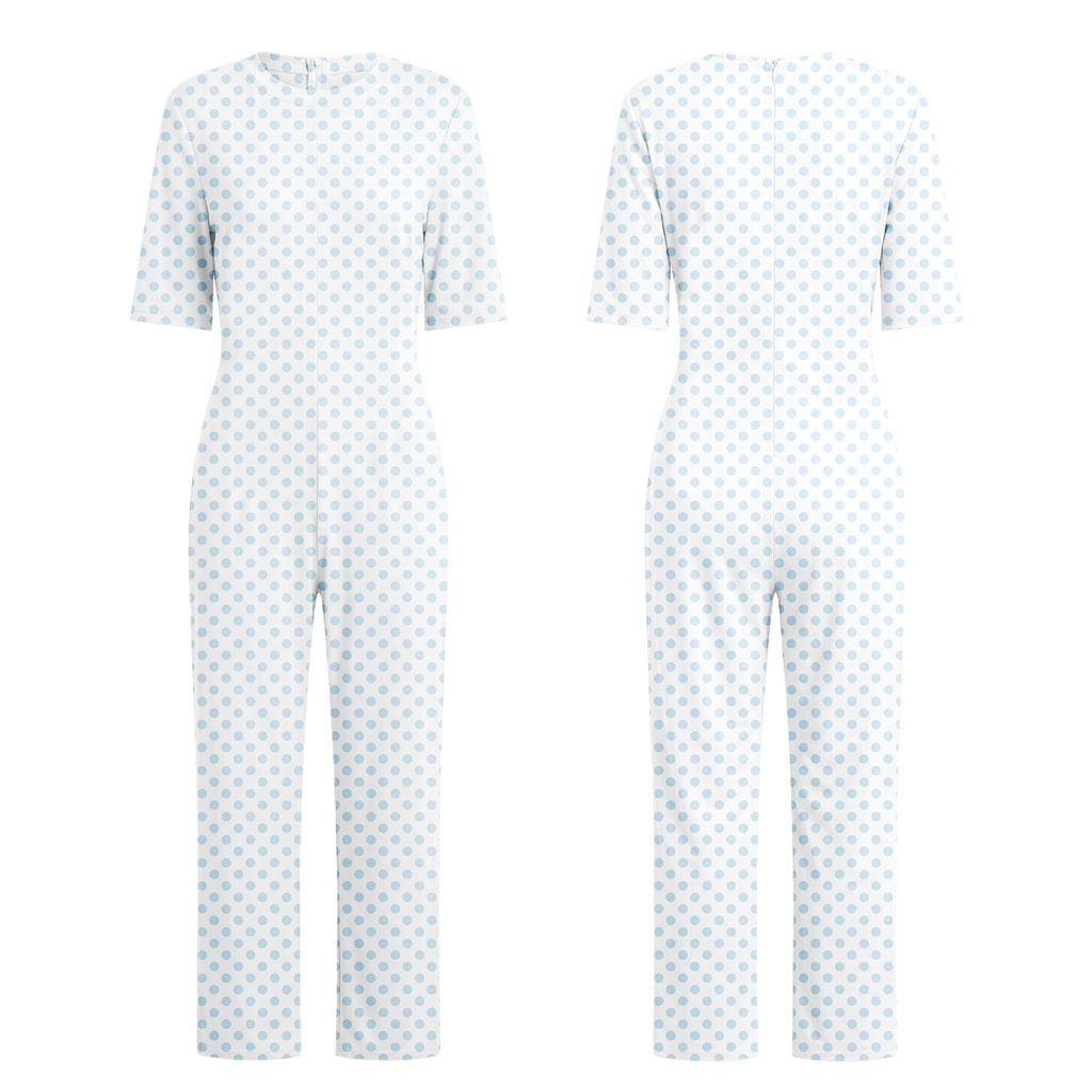 S-3XL Womens Elderly Nursing Floral Print Jumpsuit Short Sleeve Back Zipper Lounging-style Anti-strip Adaptive Rompers for Alzheimer Special Needs