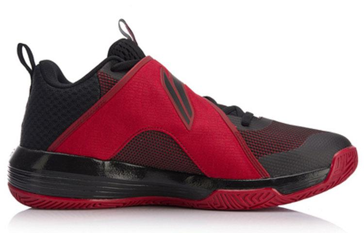 Li Ning Yushuai Non slip Lightweight Mid top Basketball Shoes Men's Black Red ABPN015-5