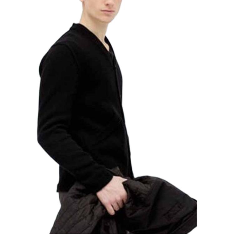 Stone Island V-Neck Button Logo Fitted Long Sleeve Knit Sweater Unisex sweater Black 8015527D3-V0029