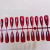 Solid Wine Red Cherry Cat Eye Press-On Nails - Dark Red Long Nail Tips