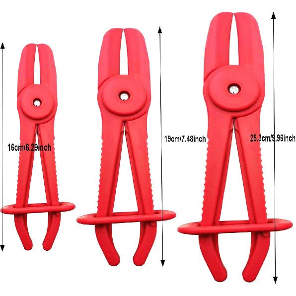 Markeny 3 Pack Hose Clamp Pinch Pliers Line Clamps for Brake Hoses, Fuel Hoses, Clamping Fuel, Bake, Red