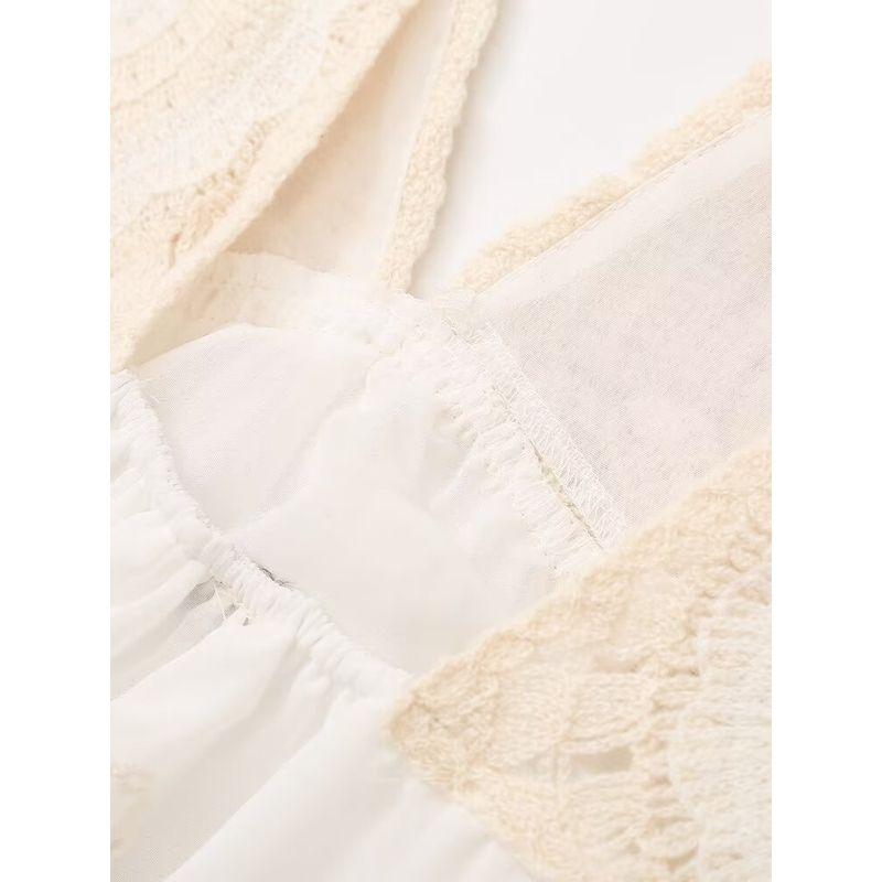 Kaslead New Arrival Women's Clothing Fashion Style Fashion Minimalist V Neck Crochet Patchwork Dress 3798008