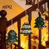 Polyester Favor Holders Christmas Tree Shaped Gift Bags with Drawstring Reusable Holiday Fabric Bags Decorative Seasonal Winter Goodie Storage