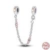 Real 925 Silver Stars & Moon Sunflower Safety Chains Spacer Beads Charms Fit Qikaola 925 Bracelets DIY Jewelry
