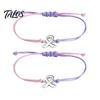 Braided Rope Wristband 2 Pcs Breast Cancer Awareness Bracelets, Adjustable String Comfortable Daily Wear Jewelry Bracelets with Ribbon Charm,