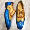 Fashion Deluxe Brogue Shoes for Men Elegant Genuine Leather Social Dress Business Wedding Evening Party Lace Up Fashion Leather Shoes