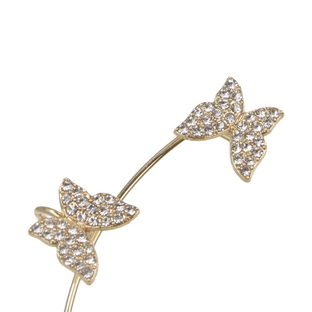 Fairy Butterfly Elf Ear Cuff Chic Rhinestone Ear Clips Vintage Pearl Flower Ear Cuffs Wedding