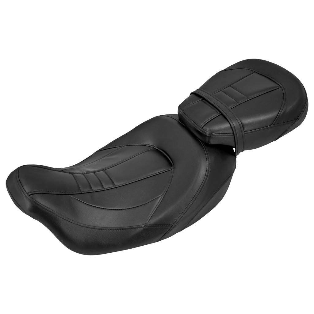 Motorcycle Two-Up Seat Leather Front Driver Rear Passenger For Harley Touring CVO Street Glide Road King Special Classic 09-23