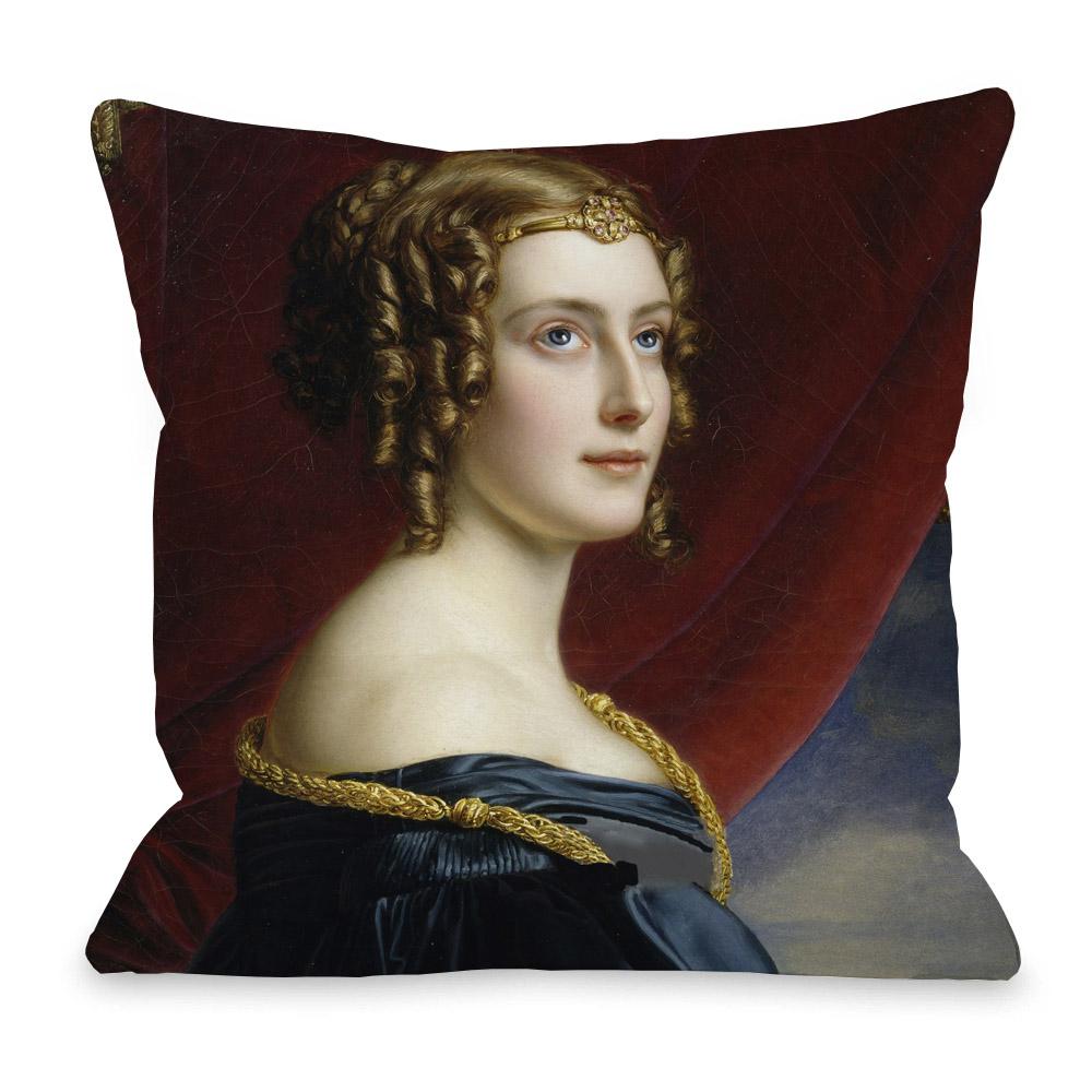 European Royal Court Lady Young Woman Portrait Painting Sofa Throw Pillowcase Rose Flower Home Decoration Art Cushion Cover