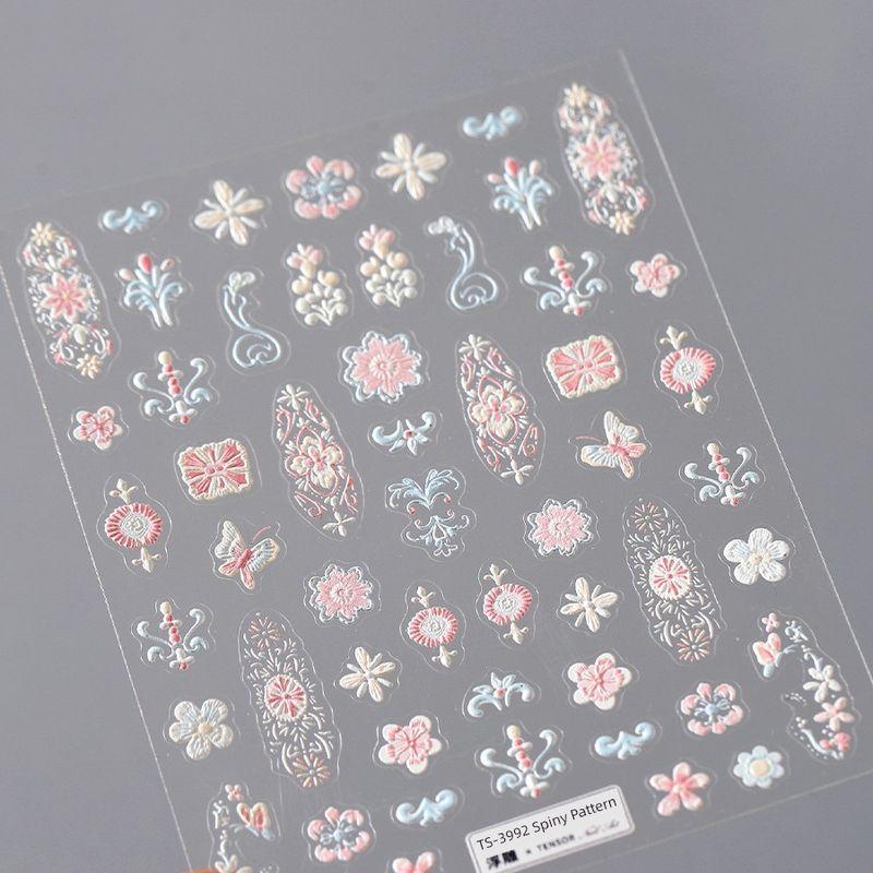 

Qiji Embroider Pattern Three-Dimensional Relief Nail Stickers Waterproof Nail Sticker Decorative Decals Ornament 3992 TS-3992 (stereo)