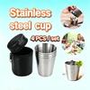 Mini Stainless Steel  Cups Set 4Pcs 30ML with Leather Storage Case for Outdoor Travel Party Gifts