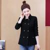 Womens Short Trench Coat Casual Slim Fit Double Breasted Blazer Petites