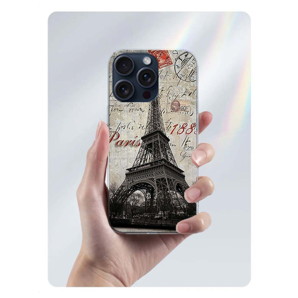 

Eiffel Tower Art Clear Phone Case For Iphone 17 Air 16 Pro Max 15 Pro 14 Plus 17E 16E 11 13 12 Mini Cover Cases Fundas Cell TPU iPhone 16 Pro Max