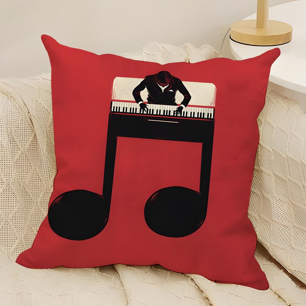 Fashing Quirky Musical Note Patterns Pillow Case Natural Linen Double-Sided Printing Sofa Home Decor Cushion Cover