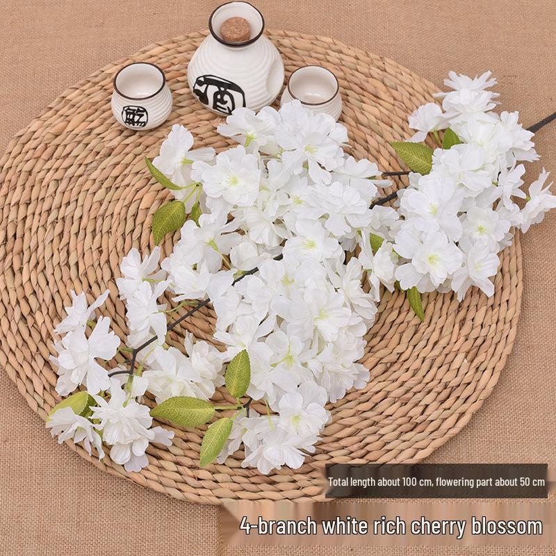 Silk Cherry Blossom Branch Artificial Vine: Floral Decoration for Weddings and Indoor Spaces