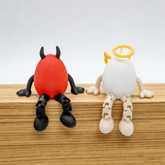 Easter Egg Figurine with Articulated Legs 3D Printed Movable Joints Rabbit Ear Egg Fidget Toy Holiday Party Decoration Ornament