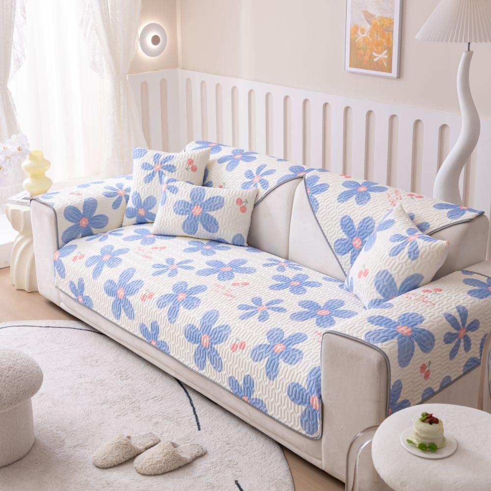 Living Room Anti-slip Couch Sofa Cover Summer Nordic Latex Flower Print Sofa Cushion Cover Slipcover Funda