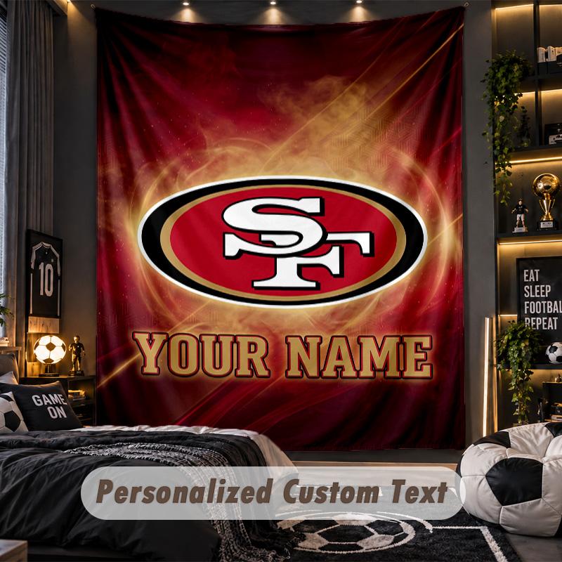 TapestrySan Francisco 49ers Custom Name Text Personalized Wall Hanging Tapestry Home Wall Decor