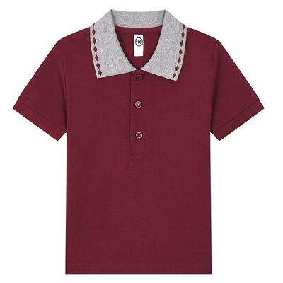 Children's Long-Sleeve White Cotton Polo Shirt for Elementary School Boys and Girls