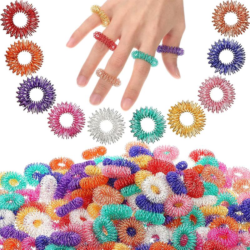 Toys 10PCS Acupressure Rings Spiky Sensory Rings for Fingers Stress Relief Anxiety ADHD Gifts Teenager Adults Boys Girls