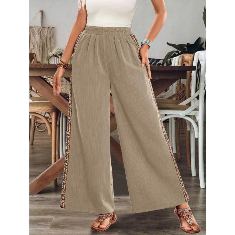 QICED Women's Fashion Casual Solid Color Print Pants & Capris