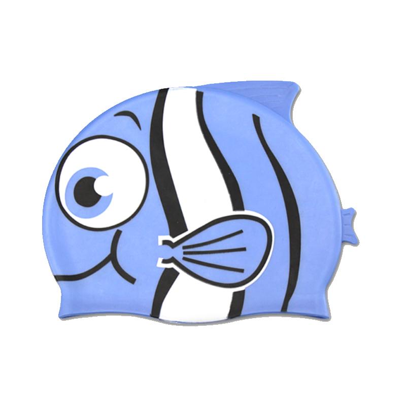 Fish Shape Kids Swim Cap Waterproof Reuseable Silicone Swimming Cap for Boys Girls Youths