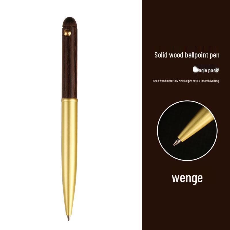 Brass Sandalwood Signature Pen Set - Solid Wood & Metal Business Gift