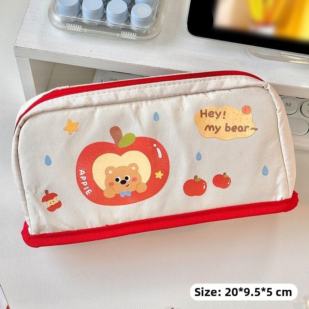 INS Pencil Storage Bag Can Stand Zipper Stationery Case Multi-layer Stationery Bag  Back To School