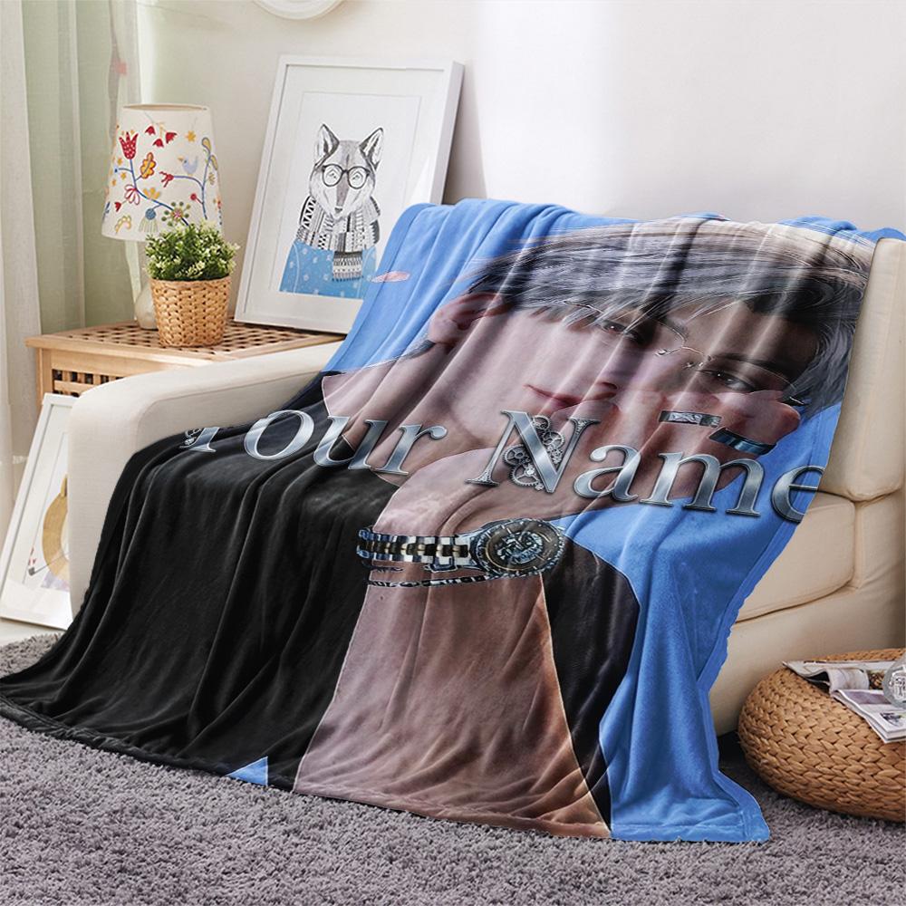 1PC Anime Series Custom Name Patterned Flannel Blanket Suitable For All Seasons For Home Decor Warmth And Comfort Gifts Holiday Present