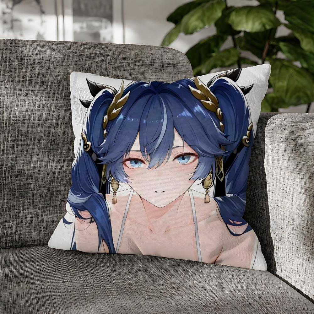 Game Iuno Wuthering Waves Cushion Cover Decorative Pillowcase Soft Short Plush Cozy Durable Sofa Home Decor Items Gift