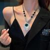 Sweater Chain Long High-end Green Crystal Necklace Women's Fashion Versatile Autumn and Winter Light Luxury Personalized Jewelry Accessories Pendant
