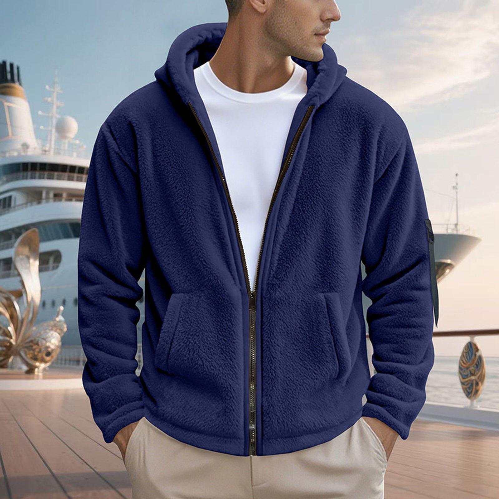 

Мужская куртка на молнии, повседневная куртка-кардиган в стиле ретро с длинными рукавами XXL тёмно-синий