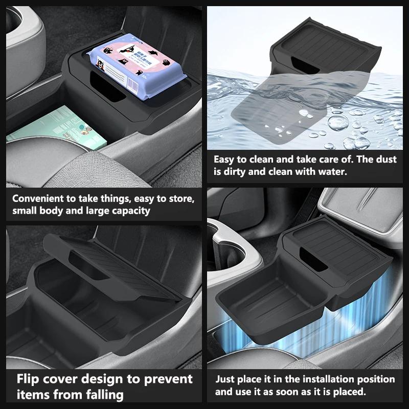 For Tesla Model Y Standard 2025-2026 Central Control Storage Box TPE Under Console Armrest Organizer Tray Interior Accessories
