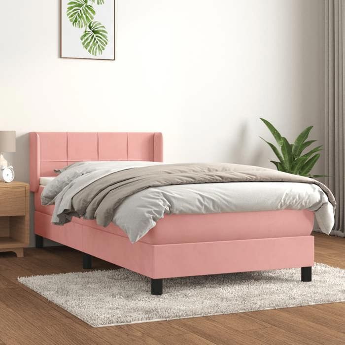 3130930 vidaXL Lit à sommier tapissier et matelas Rose 80x200 cm Velours