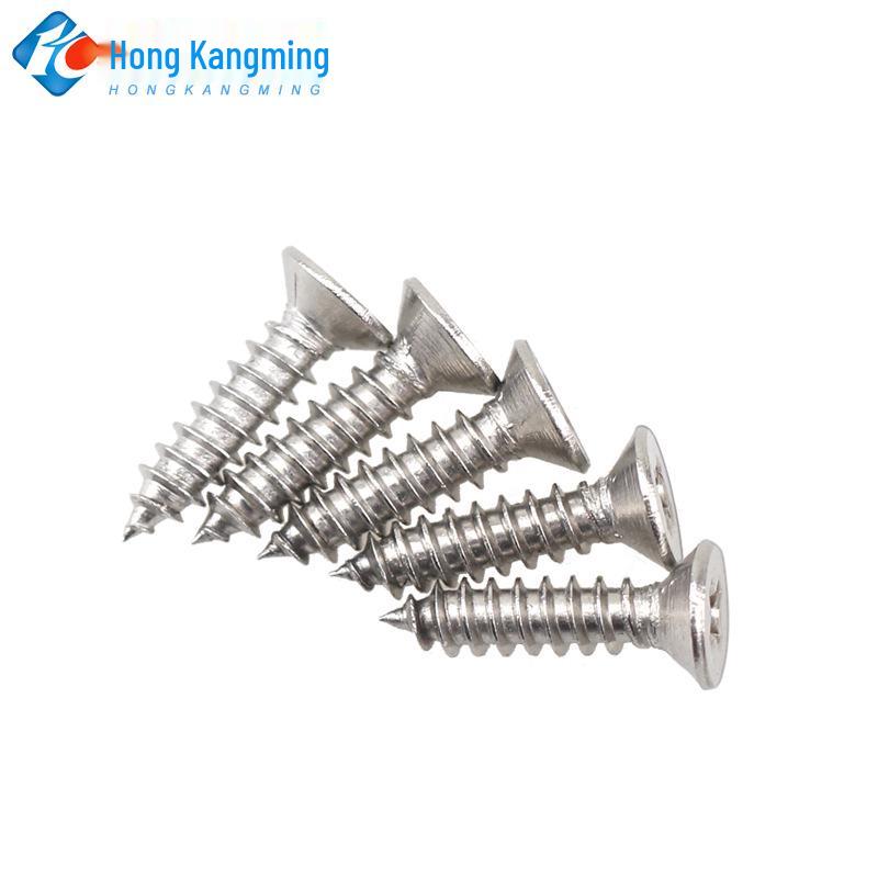 304 Stainless Steel Self-Tapping Wood Screw, Countersunk Flat Head, M3/M4/M5, KA Point Tail