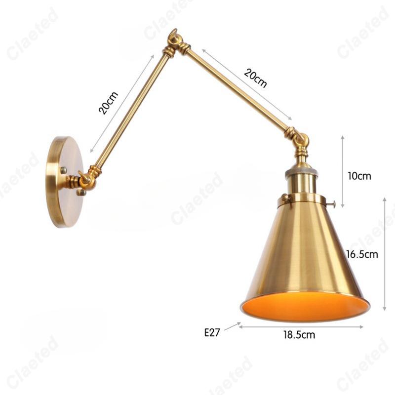 LED Minimalist Retro Gold E27 Wall Lamp Bedroom Bedside Lamp Home Dining Hall Corridor Staircase Decoration Lighting Fixture